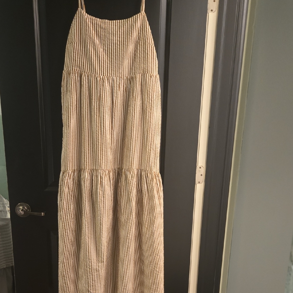 Z Supply Tan and White Striped Dress